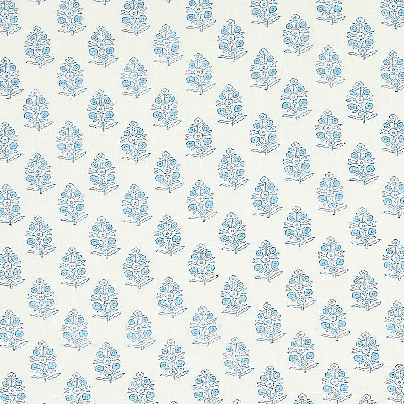 Aditi Hand Blocked Print Blue 179360 by Schumacher Fabric Jacaranda 3.0" - Fabric Carolina -