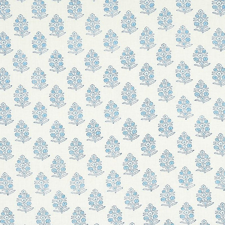 Aditi Hand Blocked Print Blue 179360 by Schumacher Fabric Jacaranda 3.0" - Fabric Carolina -