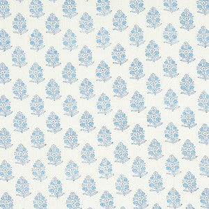 Aditi Hand Blocked Print Blue 179360 by Schumacher Fabric