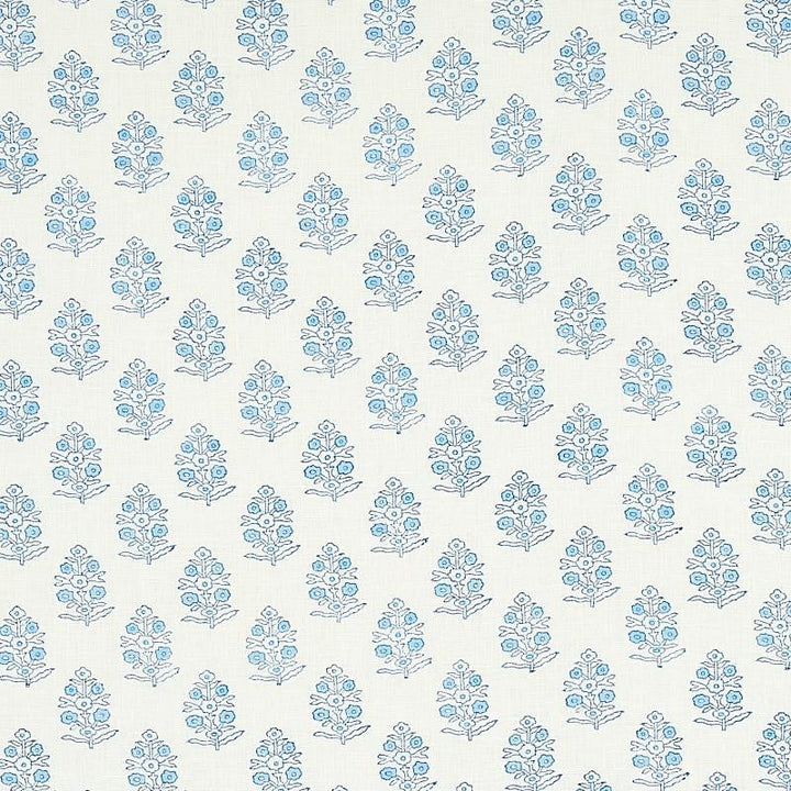 Aditi Hand Blocked Print Blue 179360 by Schumacher Designer Fabric Jacaranda 3.0" - Swanky Fabrics -