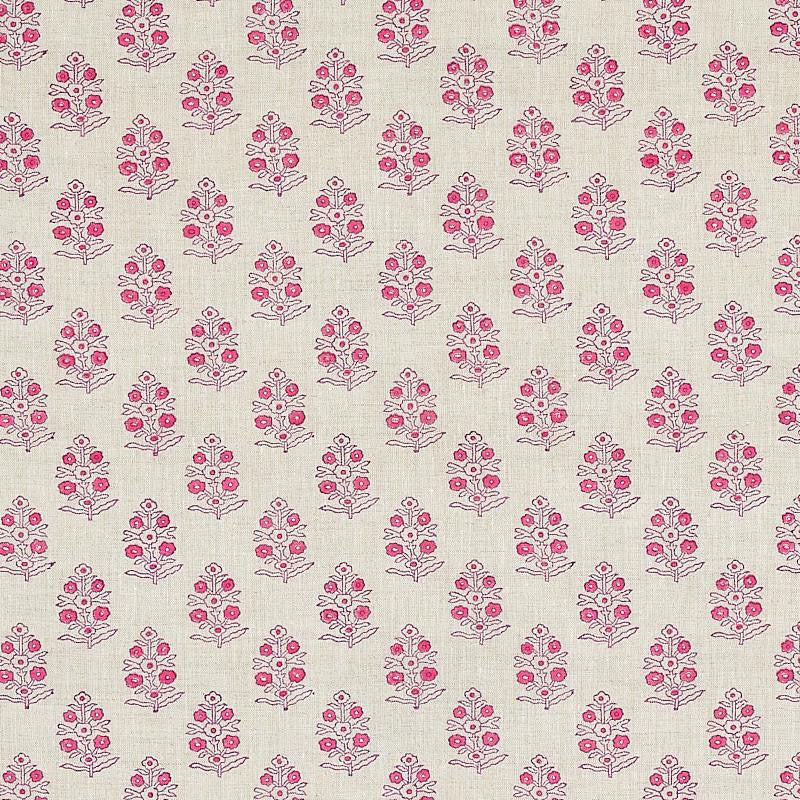 Aditi Hand Blocked Print Pink 179362 by Schumacher Fabric Jacaranda 3.0" - Fabric Carolina -
