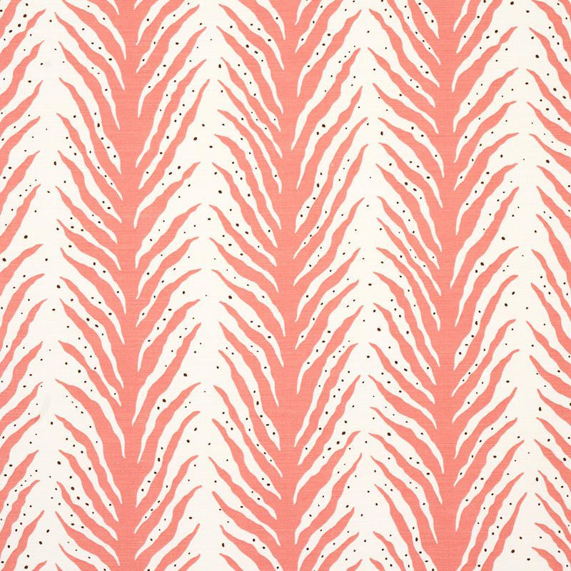 Creeping Fern Print Coral 179482 by Schumacher Designer Fabric Happy Together 27.0" - Swanky Fabrics -