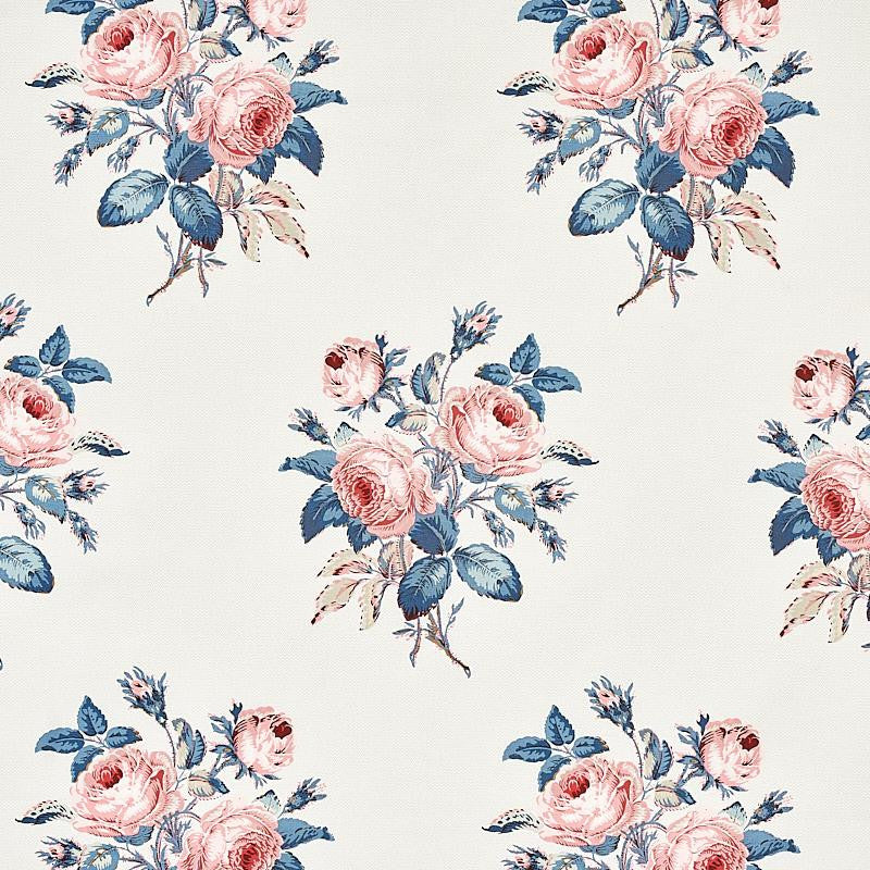 Loudon Rose Rose & Blue 179632 by Schumacher Designer Fabric Schumacher Classics 13.5" - Swanky Fabrics -
