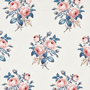 Loudon Rose Rose & Blue 179632 by Schumacher Fabric
