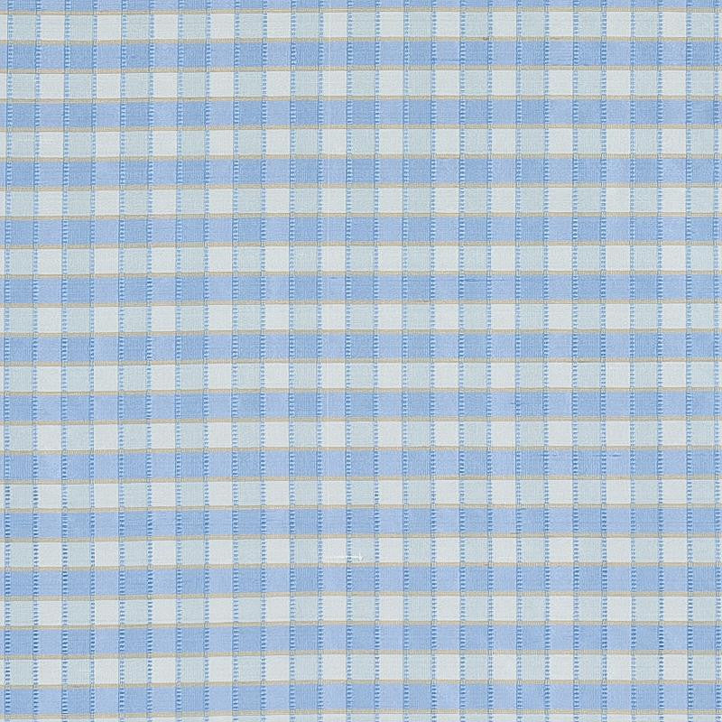 Ingrid Silk Check Sky 3453005 by Schumacher Fabric Rhapsody In Blue 1.0" - Fabric Carolina -