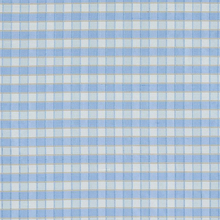 Ingrid Silk Check Sky 3453005 by Schumacher Fabric Rhapsody In Blue 1.0" - Fabric Carolina -