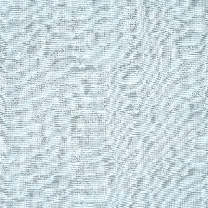 Colette Linen/Silk Damask Chambray 69144 by Schumacher Fabric Rhapsody In Blue 25.5" - Fabric Carolina -