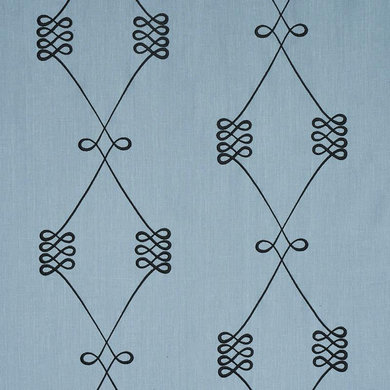 Nicolette Embroidery Dusty Blue 78202 by Schumacher Fabric Misterioso 13.0" - Fabric Carolina -