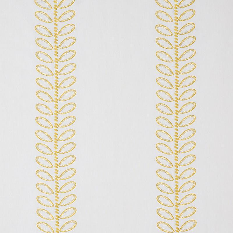 Camile Embroidery Yellow 78740 by Schumacher Designer Fabric New Traditional 13.25" - Swanky Fabrics -