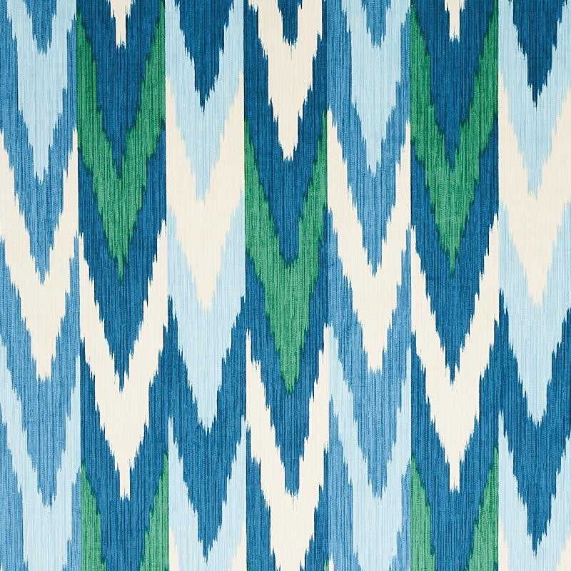 Kashgar Velvet Ikat Peacock & Emerald 176104 by Schumacher Fabric Cut & Patterned Velvets 14.0" - Fabric Carolina -