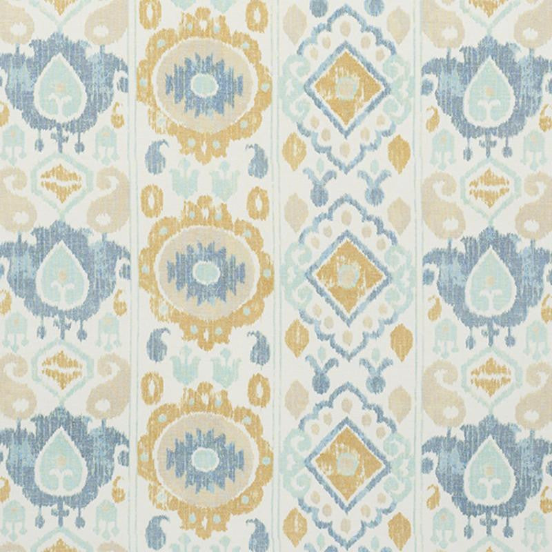 Elizia Ikat Sky & Ochre 179050 by Schumacher Fabric New Traditional 26.5" - Fabric Carolina -