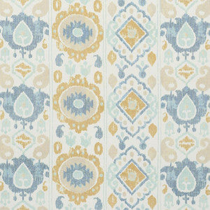Elizia Ikat Sky & Ochre 179050 by Schumacher Fabric