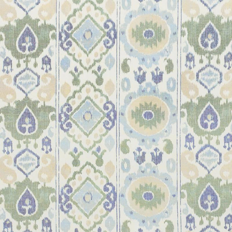 Elizia Ikat Green & Blue 179051 by Schumacher Fabric New Traditional 26.5" - Fabric Carolina -