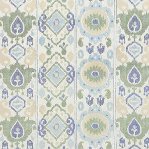 Elizia Ikat Green & Blue 179051 by Schumacher Fabric