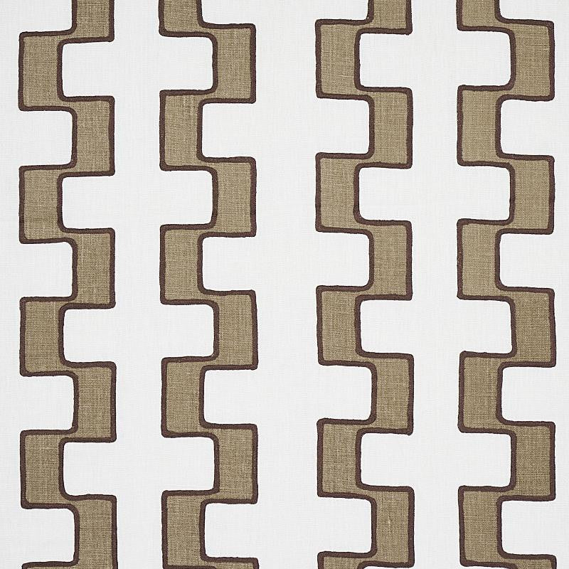 Dixon Embroidered Print Linen Neutral 179680 by Schumacher Fabric World View 17.25" - Fabric Carolina -