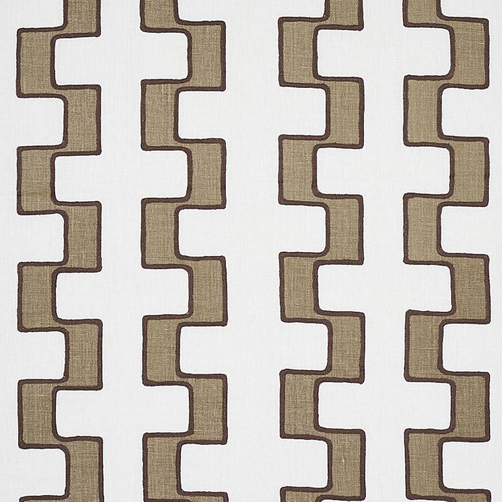 Dixon Embroidered Print Linen Neutral 179680 by Schumacher Fabric World View 17.25" - Fabric Carolina -