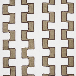 Dixon Embroidered Print Linen Neutral 179680 by Schumacher Fabric