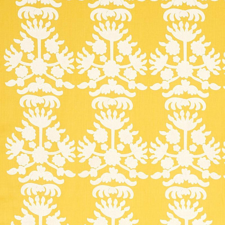 Cybele Embroidery Yellow 79471 by Schumacher Fabric Bohemia 12.5" - Fabric Carolina -