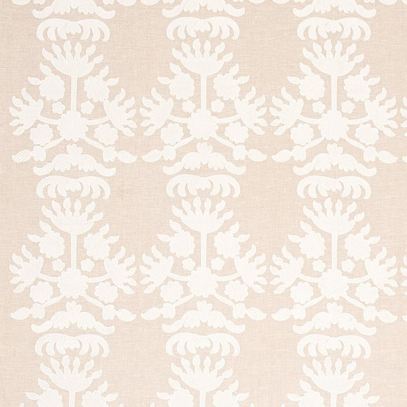 Cybele Embroidery Natural 79472 by Schumacher Fabric Bohemia 12.5" - Fabric Carolina -