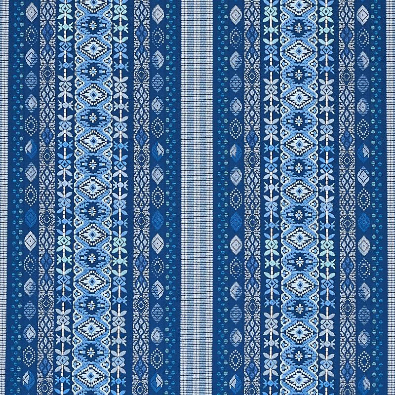 Cosima Embroidery Blue Multi 79680 by Schumacher Fabric Bohemia 15.17" - Fabric Carolina -