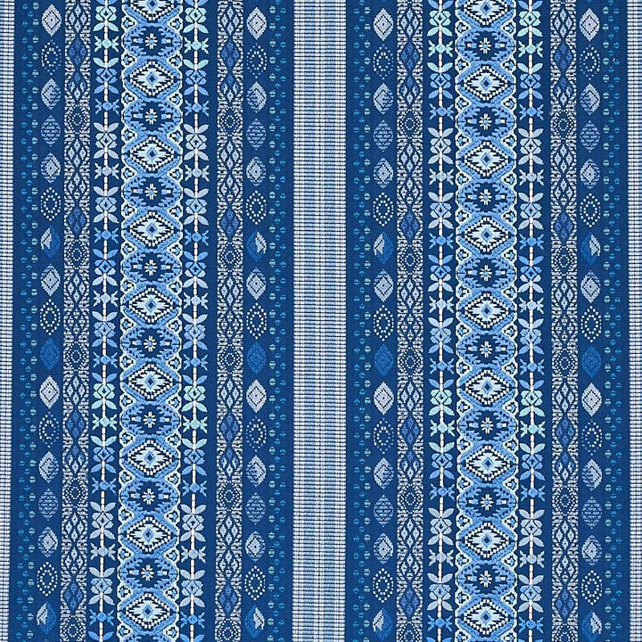 Cosima Embroidery Blue Multi 79680 by Schumacher Fabric Bohemia 15.17" - Fabric Carolina -