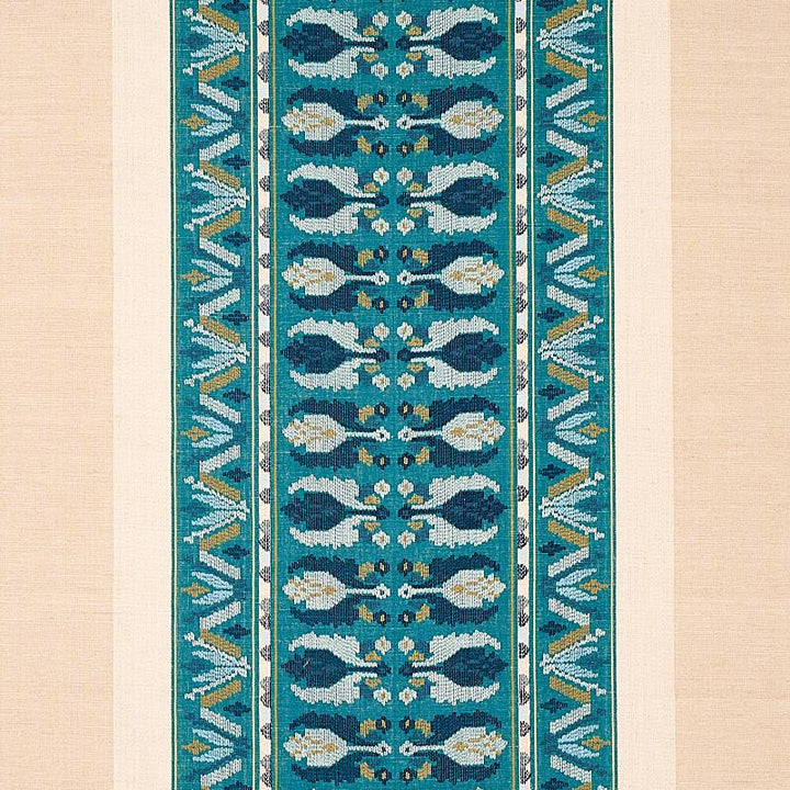 Sandor Stripe Embroidery Peacock 79832 by Schumacher Fabric Bohemia 54.0" - Fabric Carolina -