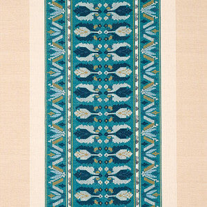 Sandor Stripe Embroidery Peacock 79832 by Schumacher Fabric