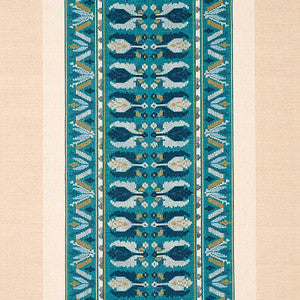 Sandor Stripe Embroidery Peacock 79832 by Schumacher Fabric