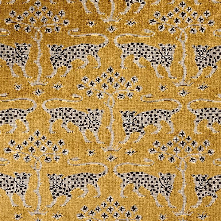 Woodland Leopard Velvet Gold 80081 by Schumacher Designer Fabric Cut & Patterned Velvets 13.25" - Swanky Fabrics -