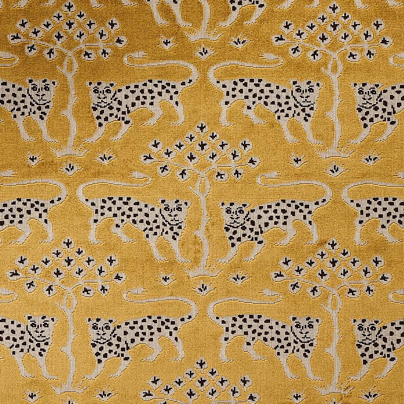 Woodland Leopard Velvet Gold 80081 by Schumacher Fabric Cut & Patterned Velvets 13.25" - Fabric Carolina -