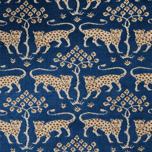Woodland Leopard Velvet Sapphire 80082 by Schumacher Fabric