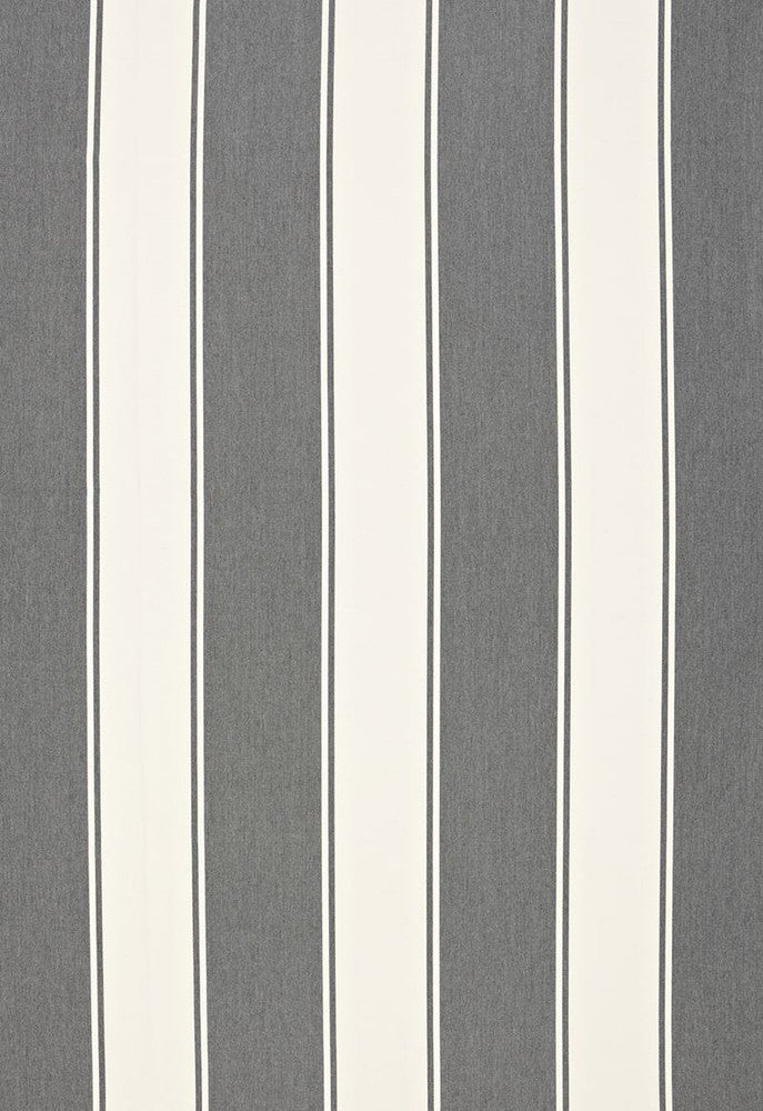 Cannes Awning Stripe Oxford Grey 65890 by Schumacher Designer Fabric Cote-D'azure 100% Solution Wyzenbeek 24,000 Horizontal: 9 and Vertical: - 54 - Swanky Fabrics -