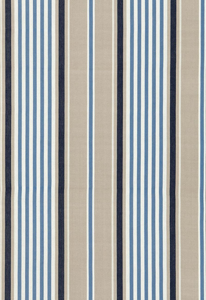 Minzer Cotton Stripe Indigo 66011 by Schumacher Designer Fabric Sea-Island-Stripes 100% Cotton Martindale 23,000 Horizontal: 13.25 and Vertical: - 53 - Swanky Fabrics -