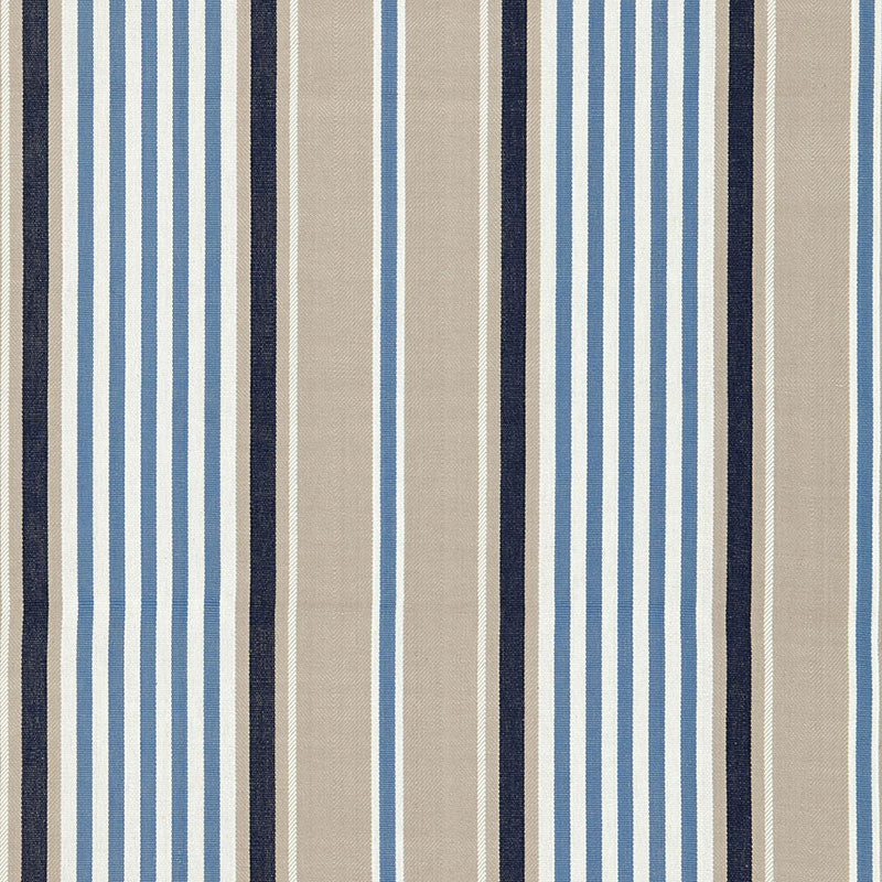 Minzer Cotton Stripe Indigo 66011 by Schumacher Designer Fabric SEA ISLAND STRIPES COTTON 100% INDIA MARTINDALE 23,000 </p><p>Repeat: Horizontal: 13 1/4" (34CM) and Vertical: 53 - Swanky Fabrics -
