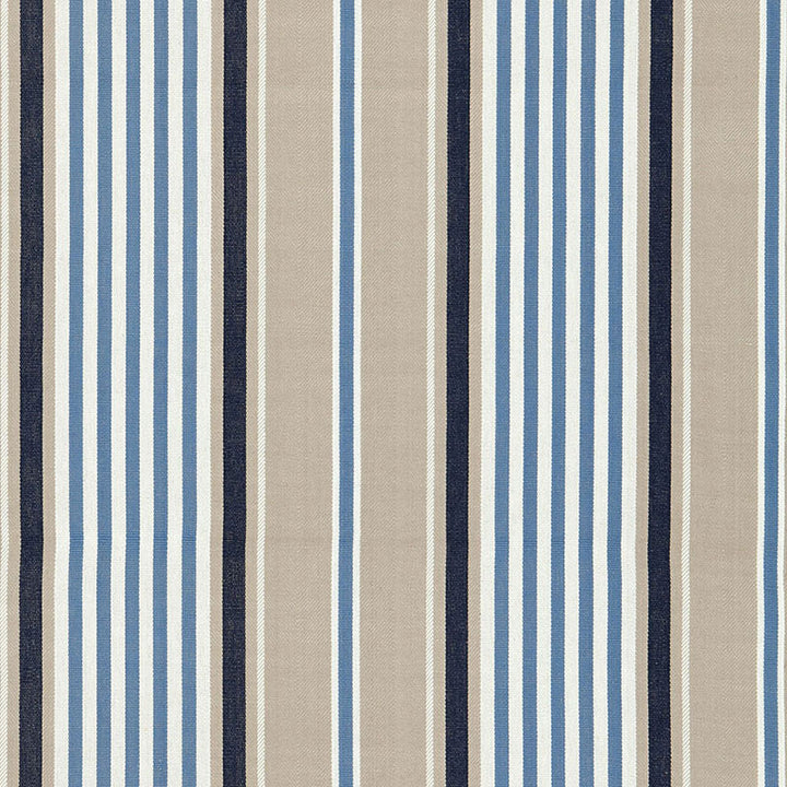 Minzer Cotton Stripe Indigo 66011 by Schumacher Designer Fabric SEA ISLAND STRIPES COTTON 100% INDIA MARTINDALE 23,000 </p><p>Repeat: Horizontal: 13 1/4" (34CM) and Vertical: 53 - Swanky Fabrics -