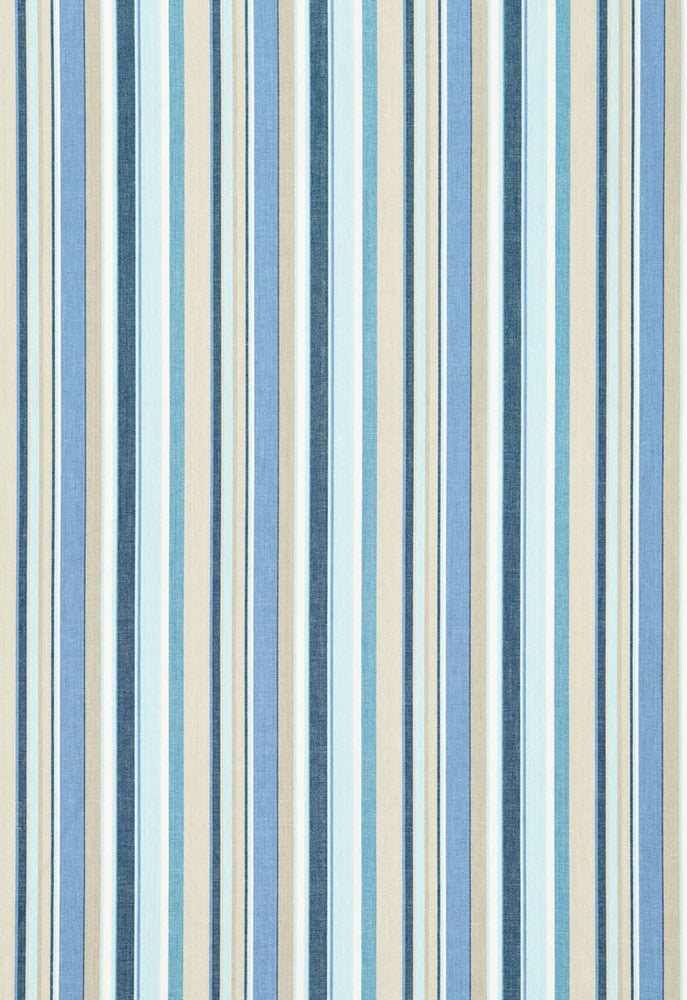 Tybee Stripe Ocean 66051 by Schumacher Designer Fabric Sea-Island-Stripes 50% Linen, 50% Cotton Wyzenbeek 6,000 Horizontal: 6.75 and Vertical: - 53.625 - Swanky Fabrics -