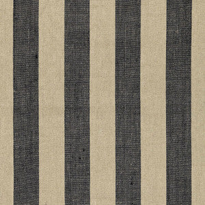 Augustin Linen Stripe Ebony / Linen 66075 by Schumacher Fabric