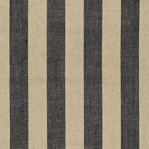 Augustin Linen Stripe Ebony / Linen 66075 by Schumacher Fabric