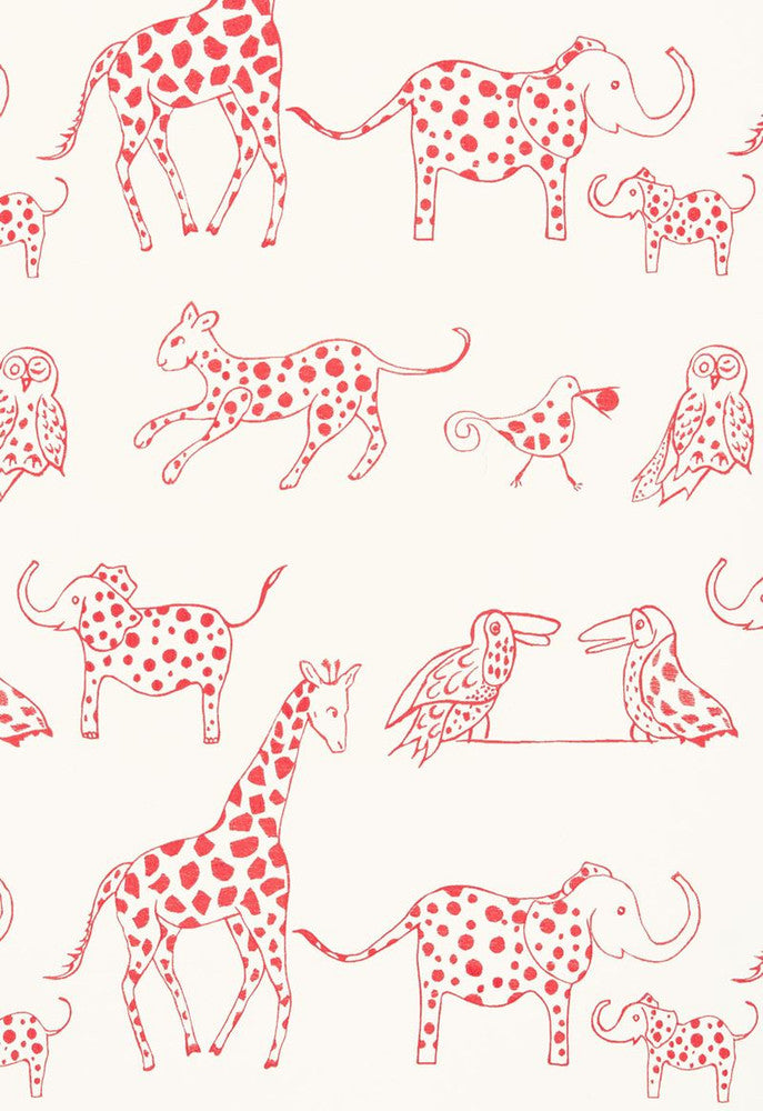 Jungle Jubilee Punch 66253 by Schumacher Fabric COLLECTION-NAME-TBA-66250 85% Cotton, 15% Viscose Wyzenbeek 14,000 Horizontal: 25.25 and Vertical: 30.5 50.5 - Fabric Carolina -