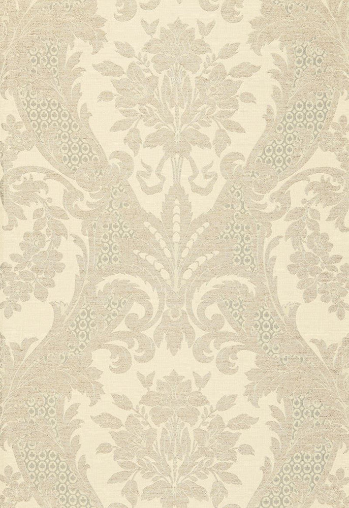 Toscana Linen Damask Greige 66340 by Schumacher Designer Fabric Palazzo 51% Linen, 49% Cotton Wyzenbeek 8,000 Horizontal: 28 and Vertical: 28 56 - Swanky Fabrics -