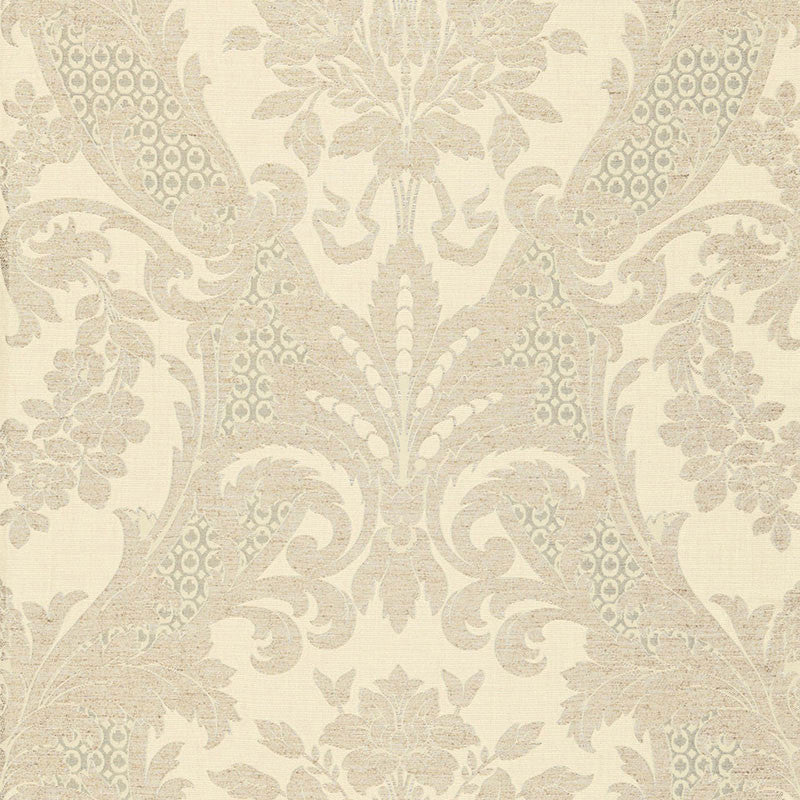 Toscana Linen Damask Greige 66340 by Schumacher Designer Fabric PALAZZO LINEN 51% COTTON 49% ITALY WYZENBEEK 8,000 </p><p>Repeat: Horizontal: 28" (71CM) and Vertical: 28" (71CM) 56 - Swanky Fabrics -