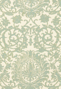 Arezzo Linen Damask Aquamarine 66360 by Schumacher Fabric