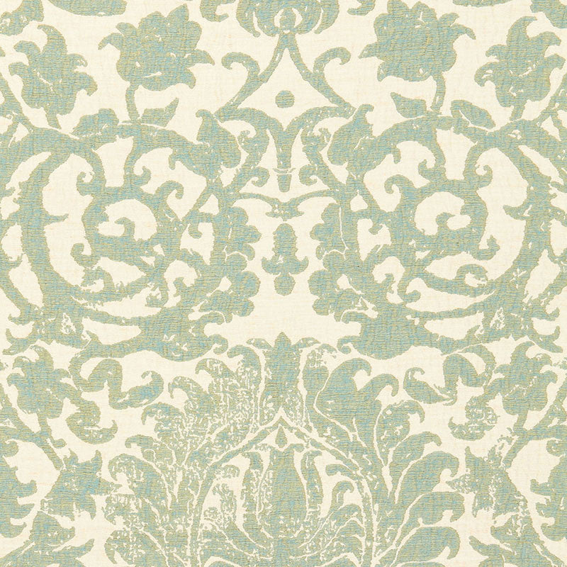 Arezzo Linen Damask Aquamarine 66360 by Schumacher Fabric PALAZZO See Sample ITALY MEDIUM DUTY </p><p>Repeat: Horizontal: 25 1/2" (65CM) and Vertical: 30" (76CM) 51" WIDE (130CM) - Fabric Carolina -