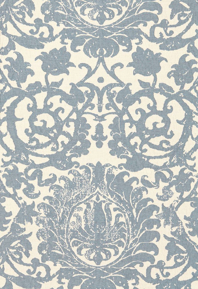 Arezzo Linen Damask Azure 66361 by Schumacher Fabric Palazzo 52% Linen, 19% Viscose, 15% Cotton, 14% Polyester Martindale 12,000 Horizontal: 25.5 and Vertical: 30 51 - Fabric Carolina -