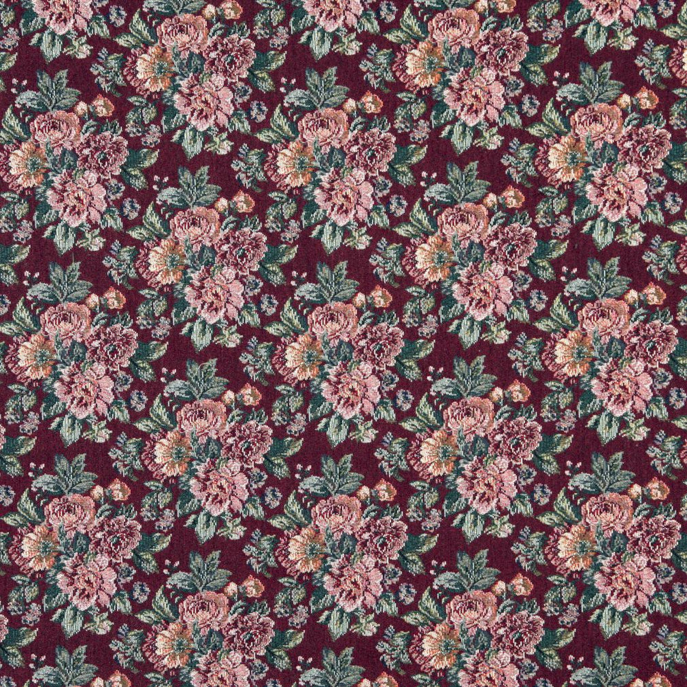 6648 Wine by Charlotte Fabric Tapestry Treasures III 40% Polyester, 36% Olefin, 24% Cotton Canada Exceeds 100,000 Wyzenbeek Rubs (Heavy Duty) Horizontal: 9.5" x Vertical: 7.0" 54 Inches - Fabric Carolina -