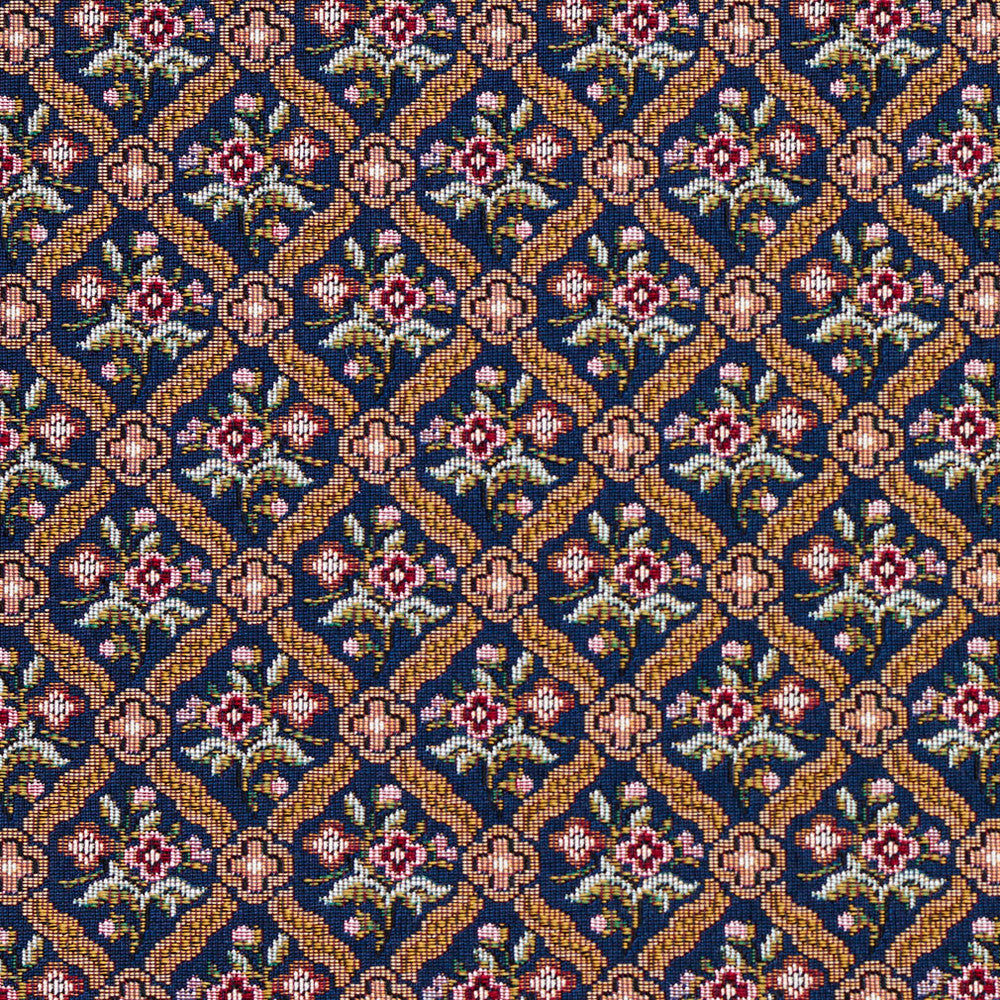 6649 Lapis by Charlotte Fabric Tapestry Treasures III 36% Polyester, 32% Cotton, 32% Olefin Canada Exceeds 100,000 Wyzenbeek Rubs (Heavy Duty) Horizontal: 2.5" x Vertical: 2.75" 54 Inches - Fabric Carolina -