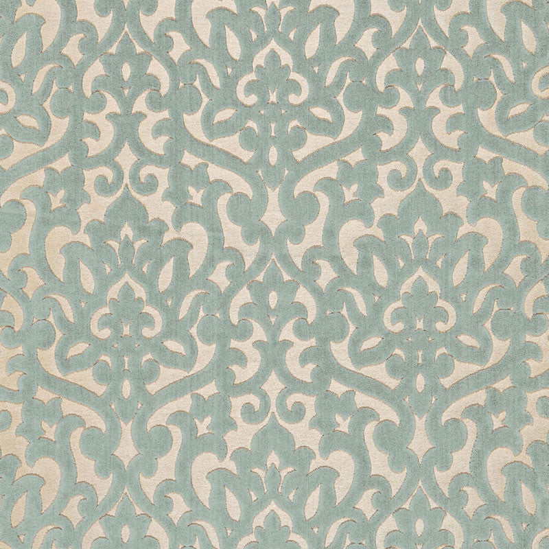 Luxembourg Velvet Aqua 66512 by Schumacher Fabric COURTRAI See Sample BELGIUM HEAVY DUTY </p><p>Repeat: Horizontal: 6 5/8" (17CM) and Vertical: 21" (53CM) 53 5/8" WIDE (136CM) - Fabric Carolina -
