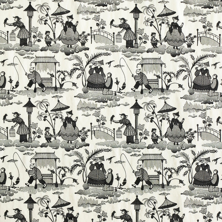 Bassano Embroidered Toile Black 66602 by Schumacher Fabric PERENNIAL FAVORITES LINEN 72% VISCOSE 28% UNITED STATES OF AMERICA </p><p>Repeat: Horizontal: 17" (43CM) and Vertical: 15 1/4" (39CM) 51 - Fabric Carolina -