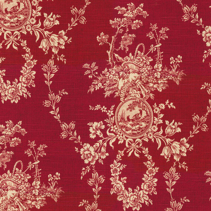 Country House Toile Red 666111 by Waverly Fabric - 100%Cotton USA 30000 Horizontal: 25.25 and Vertical: 13.5 54 - Fabric Carolina -
