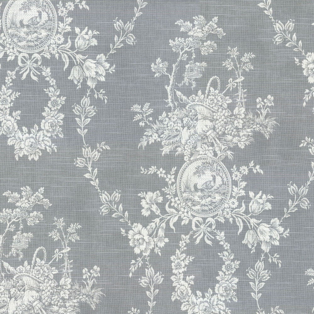 Country House Toile Platinum 666119 by Waverly Fabric - 100%Cotton USA 30000 Horizontal: 25.25 and Vertical: 13.5 54 - Fabric Carolina -